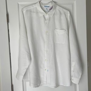 Tommy Bahama 100% White Linen Long Sleeve Mens Shirt Size XXL